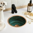 thumbnail image 2 of 16" Handmade Green Patina 100% Solid Copper Kitchen & Bathroom Vessel Sink Bowl – Countertop Basin for Vanity & Powder Room | Eco-Friendly Rustic Copper Sink with Drain Cap, 2 of 7