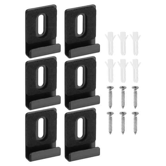 6Pcs Metal Mirror Holder Clips, Large Mirror Hangers with Rubber Pads, Black