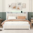thumbnail image 3 of Queen Bed Frame with LED Headboard, Upholstered Bed with 4 Storage Drawers and USB Ports, Beige, 3 of 7