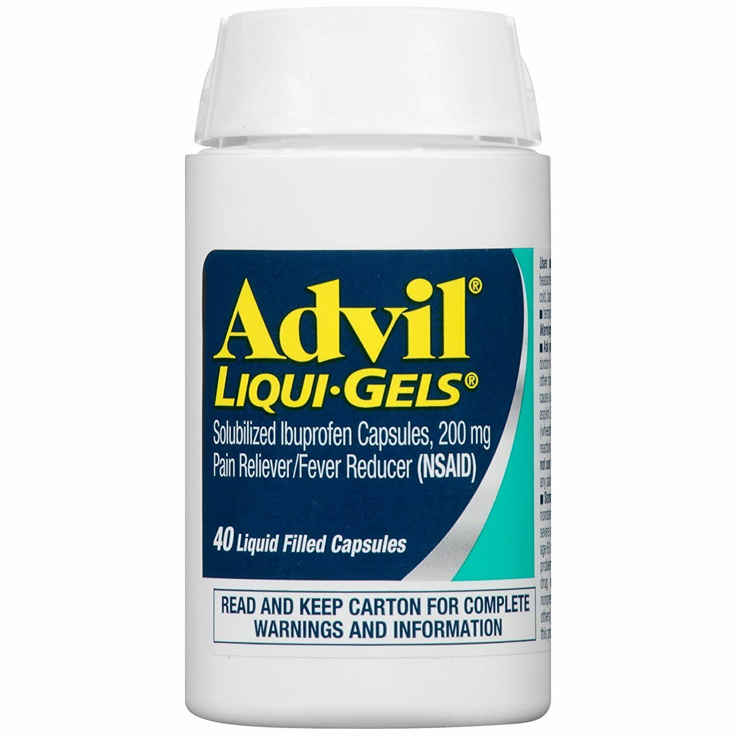 Advil Liqui-Gels Pain & Fever Reducer Solubilized Ibuprofen 40 ct, 2-Pack