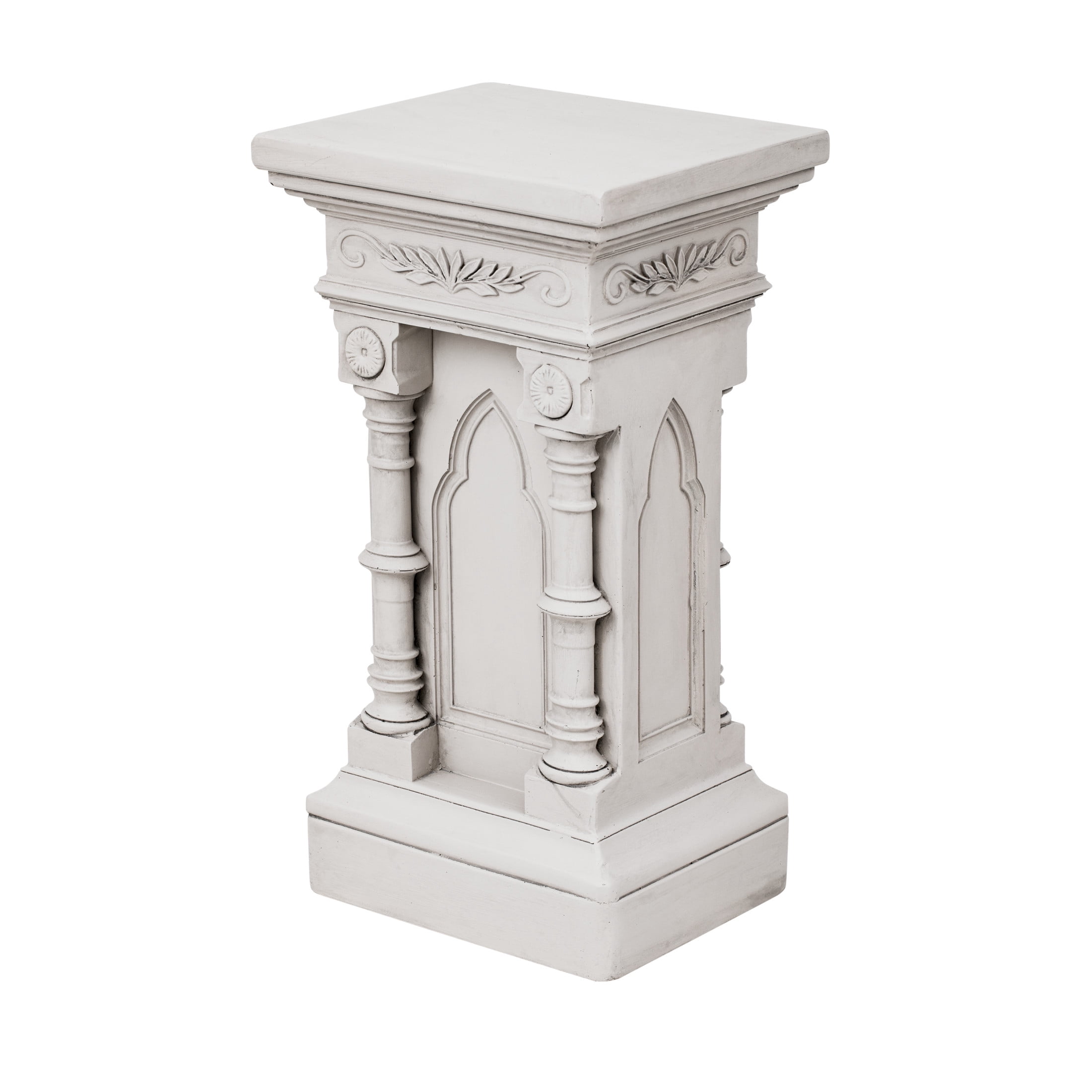Christopher Knight Home Gothic Floral Pedestal Plant Stand, Decorative Display Column, Antique White