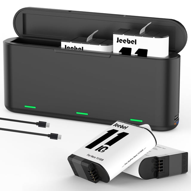 Cargador de baterías Jeebel Camp para GoPro HERO 9/10/11/12, paquete de 2