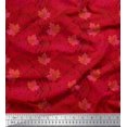 thumbnail image 1 of Soimoi Cotton Voile Fabric Texture & Autumn Leaves Printed Fabric 1 Yard 42 Inch Wide, 1 of 1