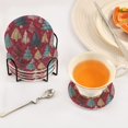thumbnail image 6 of 6 Pcs Drink Coasters with Holder 3.94in Woven Coasters for Drinks Stylized Christmas Trees Coaster Set for Protection Table, 6 of 7