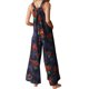thumbnail image 3 of Txlixc Overol de Estilo Suelto para Mujer, Patrón Estampado Floral Sin Mangas Cuello Cuadrado Una Pieza, Azul Marino/Rojo Vino/Tostado/Gris Txlixc  Estilo de ocio, 3 of 5