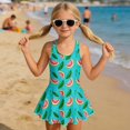 thumbnail image 3 of DISNIMO Watermelon Print Girls One Piece Swimsuits Sleeveless Swimwear Skirted Soft U Neck Bathing Suit Quick Dry Swim Dress Size 7-8, 3 of 8