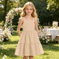 thumbnail image 2 of Tfken Comfy Dresses For Girls Soft Travel Holiday Girls Sleeveless Dresses Elegant Solid Color Party Child Classic Clothes Size 5-6 Years, 2 of 6