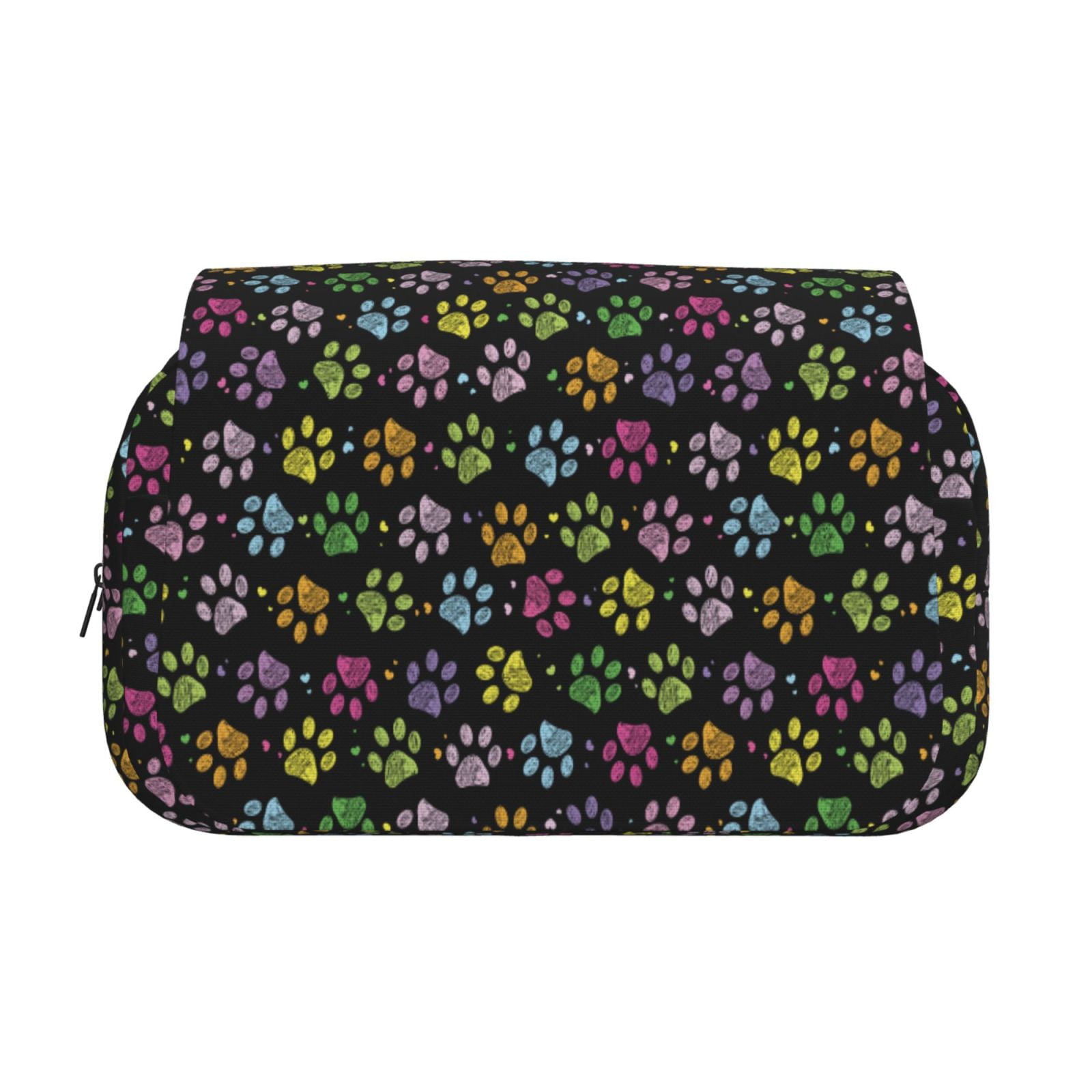 Rateoe Colorful Paw Pattern Double Clamshell Pen Case, Storage Organizer with Two Zipper Compartments– Holds Up to 50 Pencils & Pens