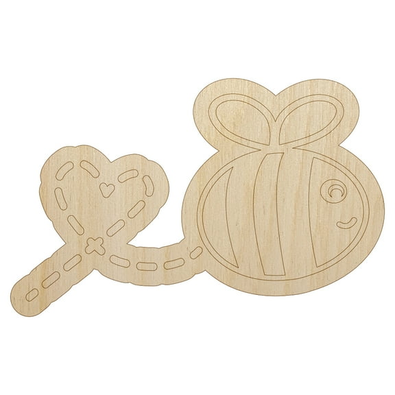 Buzzy Bumble Bee with Heart Wood Shape Unfinished Piece Cutout Craft DIY Projects - 4.70 Inch Size - 1/4 Inch Thick