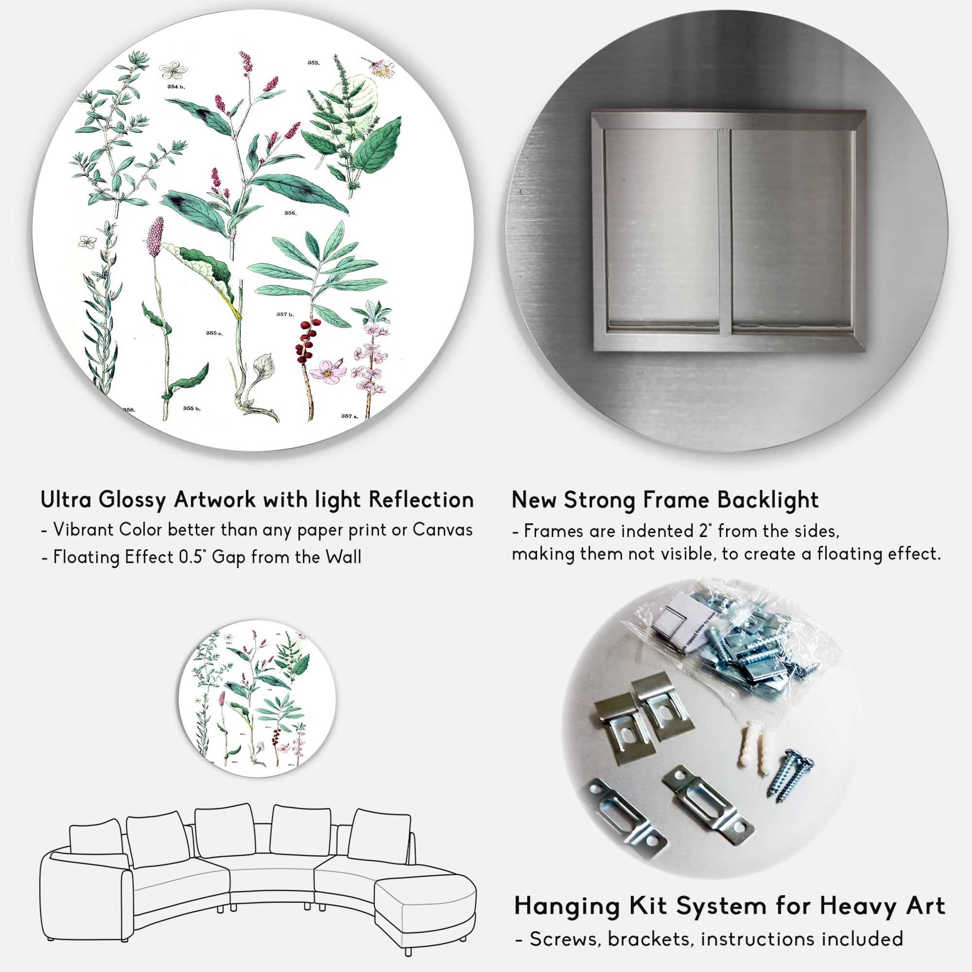 Designart 'Ancient Plants' Traditional Circle Metal Wall Art 29x29 - Disc of 29