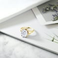 thumbnail image 4 of Gem Stone King 18K Yellow Gold Plated Silver Solitaire Ring Oval Moissanite (5.15 Cttw), 4 of 5