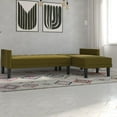 DHP Hudson Small Space Sectional Sofa Futon, Green Linen