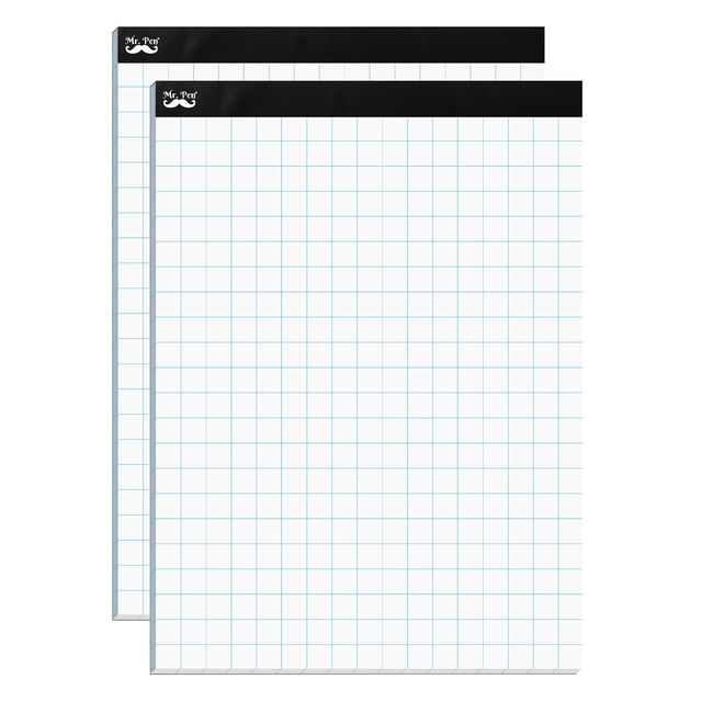 Mr. Pen- Graph Paper, 2 Pack, 8.5"x11", 2x2 (2 Squares per inch), 55 Sheets/Pad, Graphing Paper, Grid Paper Pad, Math Graph Paper Pad, Drafting Paper, Computation Pads, Square Paper, Math Paper