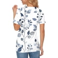 thumbnail image 4 of Nmnitkp Sustainable Women's Short Sleeve Tops Leaf Print Crew Neck Short Sleeve T-Shirt, Oversized Loose Fit Casual Summer Tops for Women Daily Wear White,M, 4 of 5