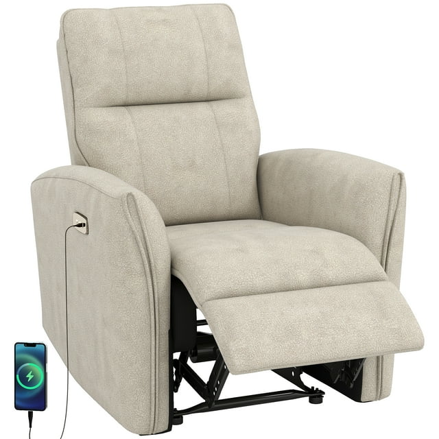 HOMCOM Fauteuil Inclinable Électrique, Fauteuil Inclinable Rembourré avec Ports USB, Beige