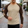 thumbnail image 2 of KHONTS Men's Henley Shirt Raglan Long Sleeve T Shirts Casual Lightweight Tops Classic Fashion Tees Khaki L, 2 of 6