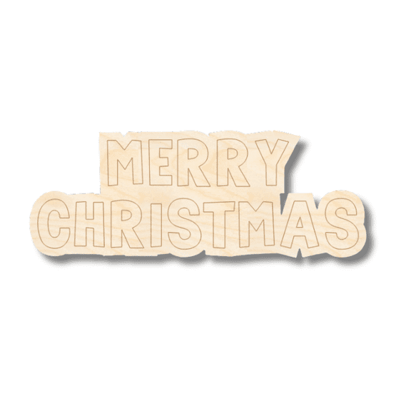 Unfinished Wood Etched Merry Christmas Shape | Paint By Line Crafts 5" / 1/8"