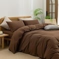 thumbnail image 2 of BESTOUCH Duvet Cover Set Queen 100% Washed Cotton Linen Feel Soft Chic Lightweight 3Pcs (Cocoa Brown, 90"x90"), 2 of 8