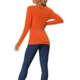 thumbnail image 3 of INSPIRE CHIC Women's Cowl Neck Long Sleeve Top Button Decor Ruched Front Regular Fit Pullover Top S Orange, 3 of 6