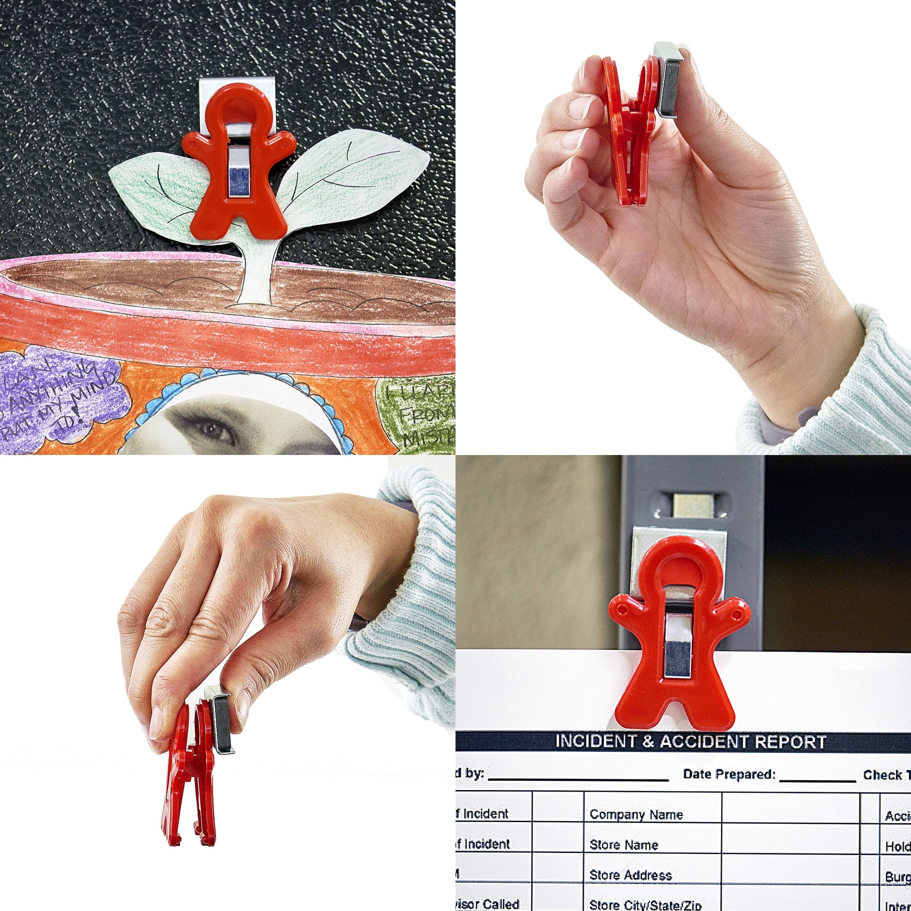 The Pencil Grip Magnet Man Magnetic Clip, Assorted Colors, Pack of 10