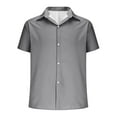 thumbnail image 5 of QATAINLAV Mens Dress Shirts Casual Button Down Short Sleeve Shirt Office Business Work Tops Summer Solid Beach Vacation Clothes Gray XXXXXL Gifts for Dad, 5 of 7