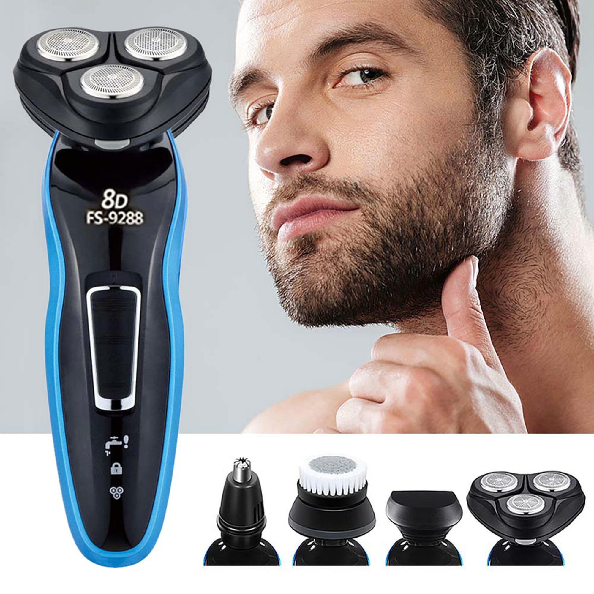 4 in 1 Mens Electric Razor Shaver USB Charging Wet/Dry Rotary Cordless