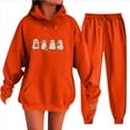 thumbnail image 2 of WTOBBY Women's Printed Hooded Sweatshirt and Sweatpants Set, Halloween Themed Graphic Lounge Wear Two Piece Outfit for Seasonal Party,Orange M, 2 of 5