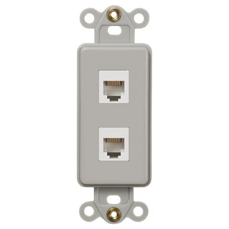 Double Phone Jack Rocker Insert Wallplate, Gray