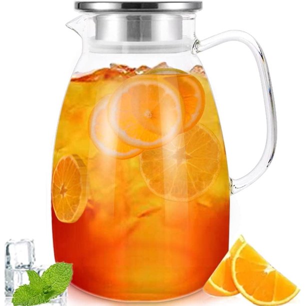 Bunhut Glass Pitcher with Lid,68 Ounces Water Pitcher for Hot Cold