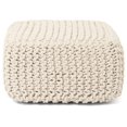 thumbnail image 3 of Echoworld Cube Low Pouf Foot Stool Ottoman - Hand Knitted Poof - Cord Boho Pouffe - Home Décor - Stuffed Footrest for Living Room - Nursery - Bedroom - Covered Patio - Room (16" x 16" x 8") - Ivory, 3 of 6