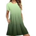 thumbnail image 2 of Sakmal Midi Summer Dresses for Women Green Vacation T Shirt Dress Short Sleeve A Line Dresses with Pockets, 2 of 6