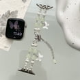 thumbnail image 3 of Beaded Wristband Compatible with Apple Watch Band 38mm 40mm 41mm ,Cuban Chain Metal Band with Pretty Pendants for iWatch Series 9 8 7 6 5 4 3 2 1 SE Charms for Women,A, 3 of 7