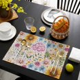 thumbnail image 3 of Sunflower Vintage Placemats Set of 6, Colorful Flowers Summer Botanical Retro Art Placemats for Dining Table, Place Mats for Kitchen Tabletop, Waterproof Wipeable Dining Table Mats Set, 3 of 9