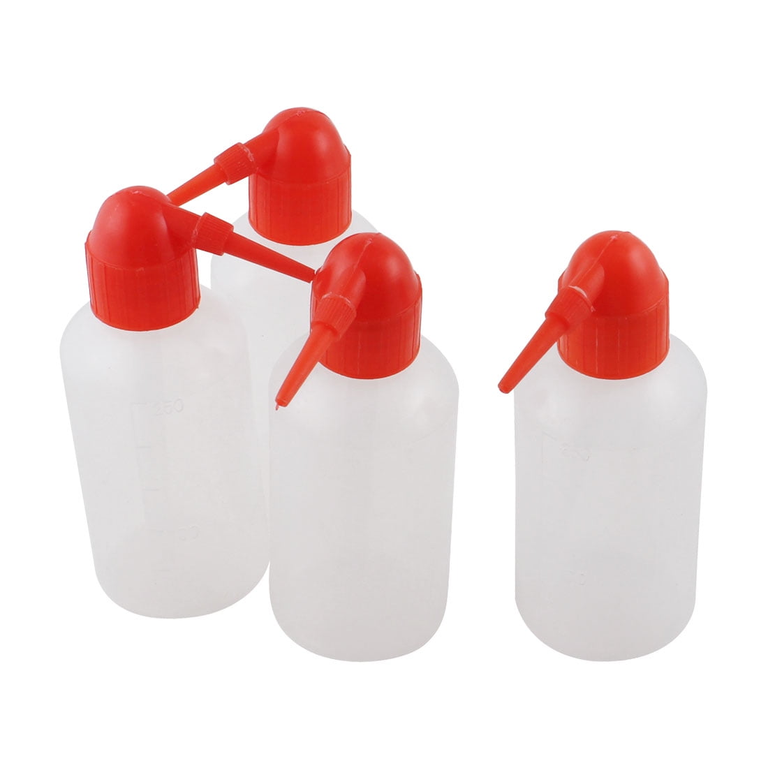 4Pcs 250mL 8oz Capacity Red Tip Plastic Alcohol Squeeze Storage Bottle