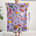 thumbnail image 4 of 1pc Halloween Candy Throw Blanket - Super Soft Flannel All-Season Cozy - Candy Corn, Lollipops, Gummy Bears Print - Machine Washable Bed, Sofa, Camping, Travel Blanket - Halloween & Christmas Decor -, 4 of 8