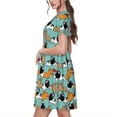 thumbnail image 2 of Naloa Cute French Bulldog Print Womens Summer A-Line Dress with Pockets,Short Sleeve Dresses,Flowy Beach Swing Dress for Vacation Travel, 2 of 6