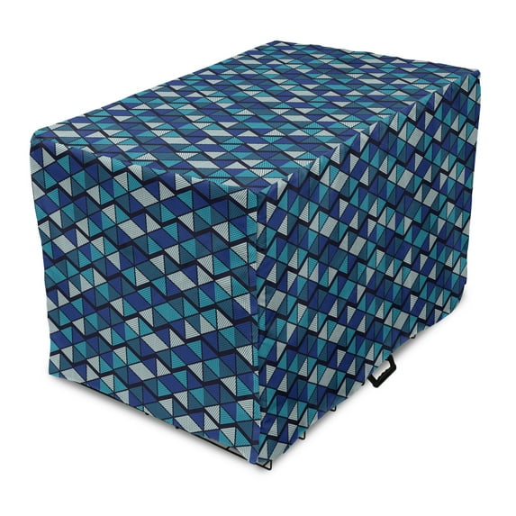 Abstract Dog Crate Cover, Modern Demonstration of Geometric Triangles on Dark Tone Background Shapes Art, Easy to Use Pet Kennel Cover Small Dogs Puppies Kittens, 7 Sizes, Royal Blue, by Ambesonne