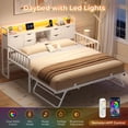 thumbnail image 5 of Plonmago Twin Bed Frame with Storage Headboard,Daybed with Charging Station,Metal Twin Bed Frame Sofa Bed for Living Room Guest Room Bedroom Furniture, No Box Spring Needed, White, 5 of 9