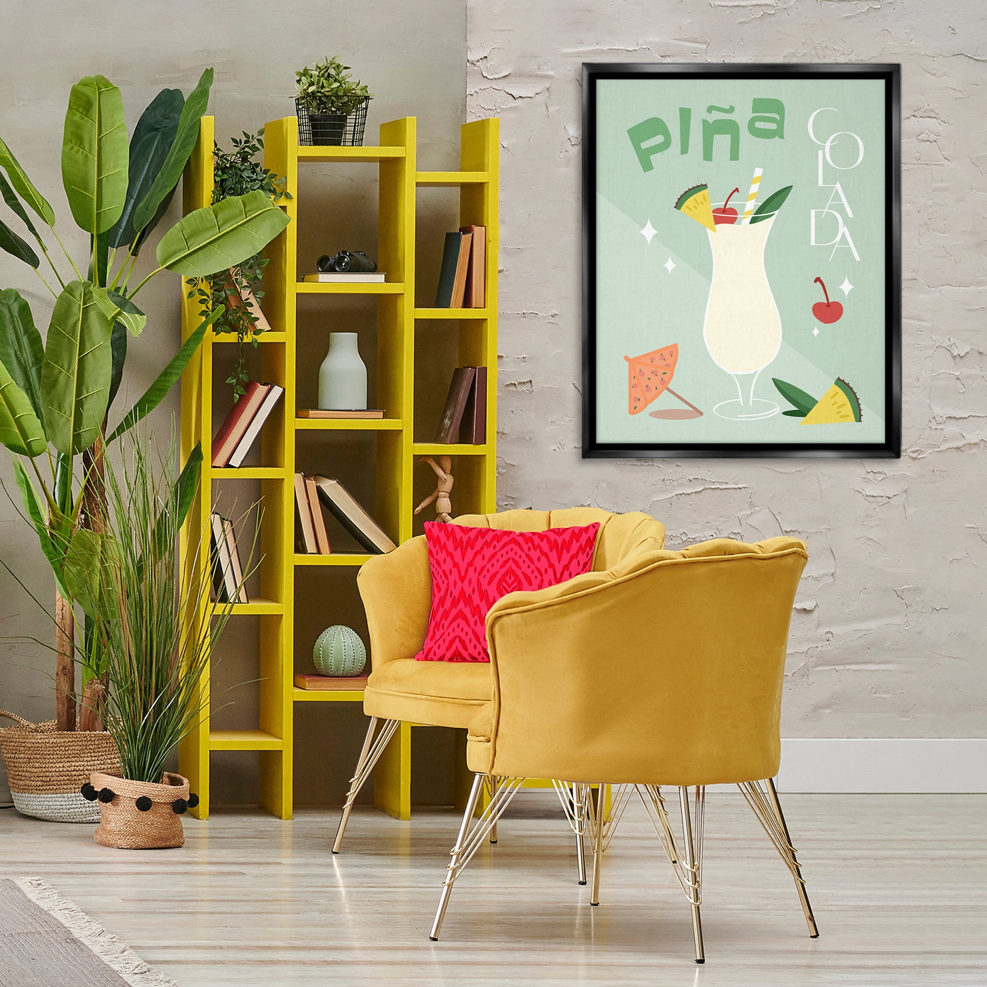 Stupell Industries Pina Colada Typography Food & Beverage Painting Black Floater Framed Canvas Art Print Wall Art, 25 x 31