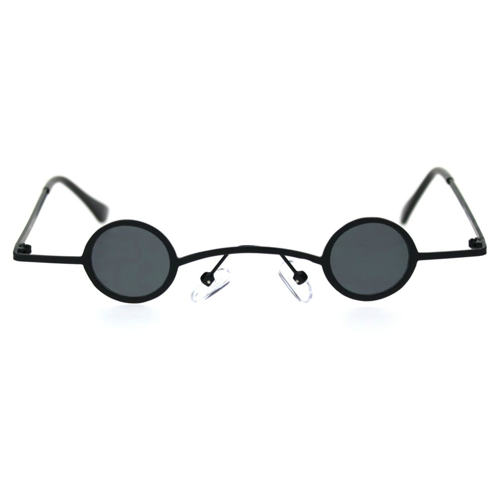 Sa106 Super Ditsy Small Round Circle Lens Runway Hippie Sunglasses All Black