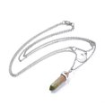 thumbnail image 3 of QQTDFG Malachite Bullet Pendant Necklace 316 Stainless Steel Lobster Clasp 16" Z509-Unakite, 3 of 5