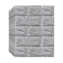 33 Pieces 3D Wall Panel Tear Tape Foam Brick Wallpaper Faux Brick Wall Panel Decorative Self-Adhesive Wall Tile Waterproof Wall Panel For Bedrooms, Bathrooms, Kitchens, Fireplaces (Silver Gray)