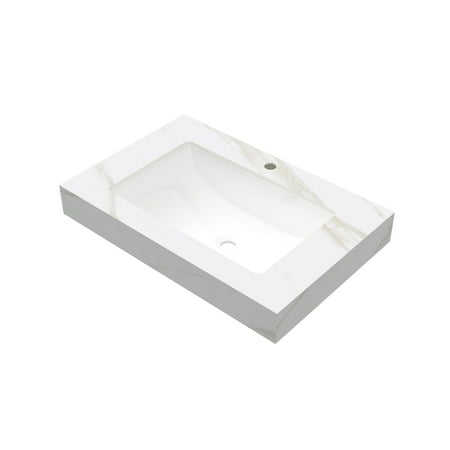 30" Calacatta Gold Sintered Stone Countertop and Undermount Ceramic Basin, NO Cabinet, NO Faucet and Drain, Suitable for Vanity FRIGGA, TILLEY, YOLAN, etc.