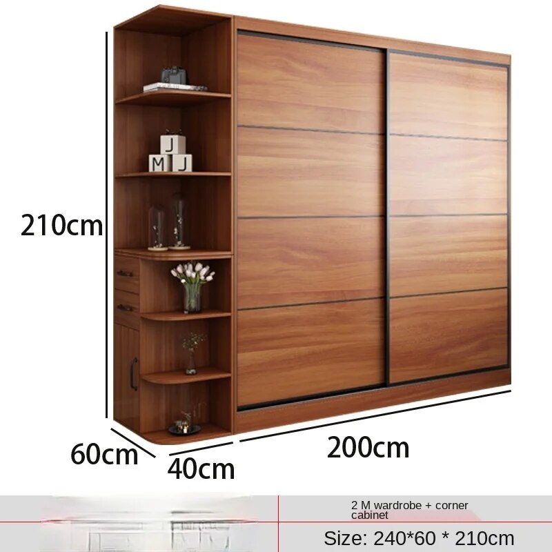 Sliding door wardrobe sliding door wooden wardrobe assembly bedroom household locker