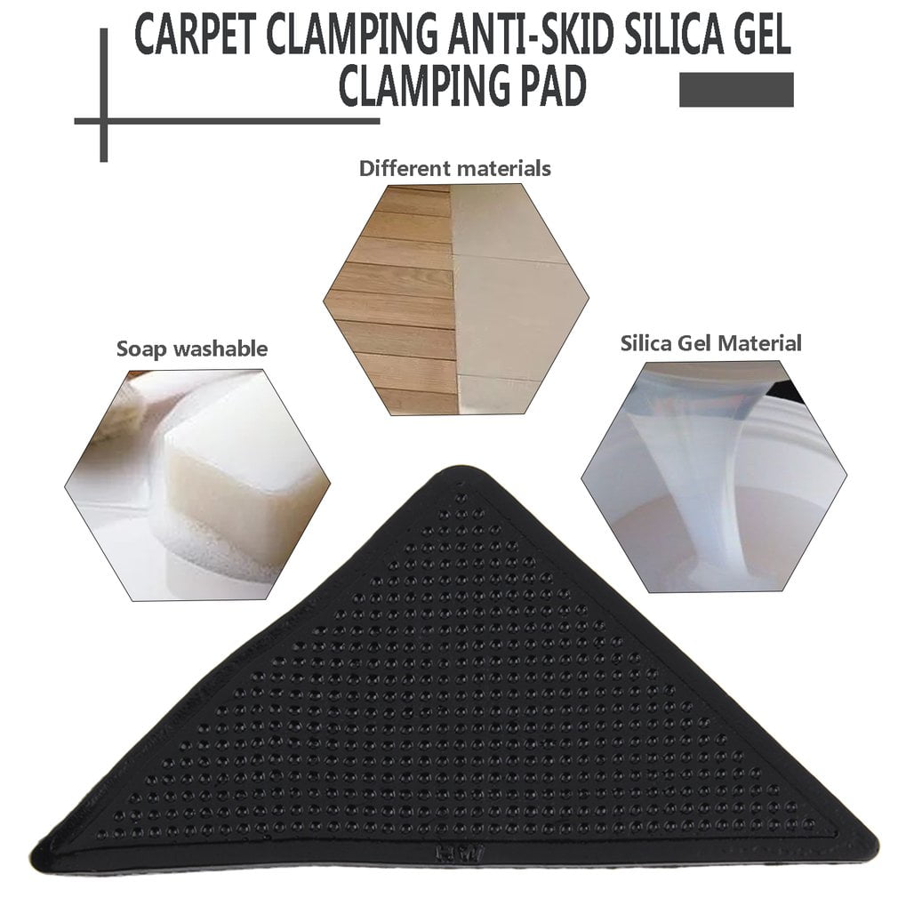 4 pcs Carpet Mat Rug Grippers Non Slip Anti Skid Washable Silicone Grip Reusable 