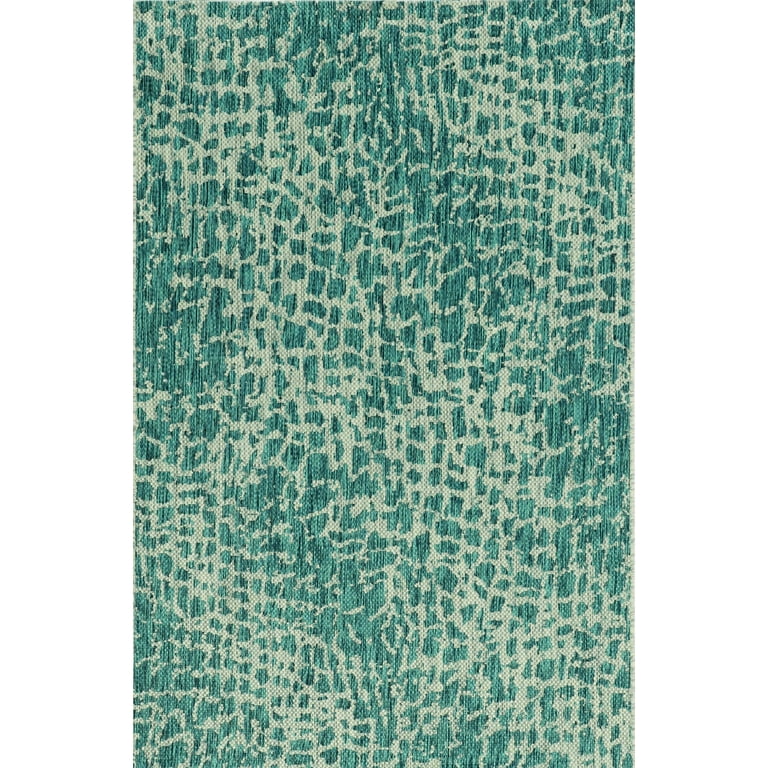 3'X4' Teal Machine Woven Uv Treated Animal Print Indoor Outdoor Accent Rug 3'X4' Teal Machine Woven Uv Treated Animal Print Indoor Outdoor Accent Rug