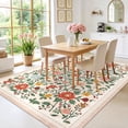 thumbnail image 3 of FairOnly 6'x9'Modern Pastoral Floral Print Machine Washable Area Rug Stain Resistant Low Pile Non Slip Indoor Rug for Living Room Bedroom High Traffic Areas,Beige, 3 of 8