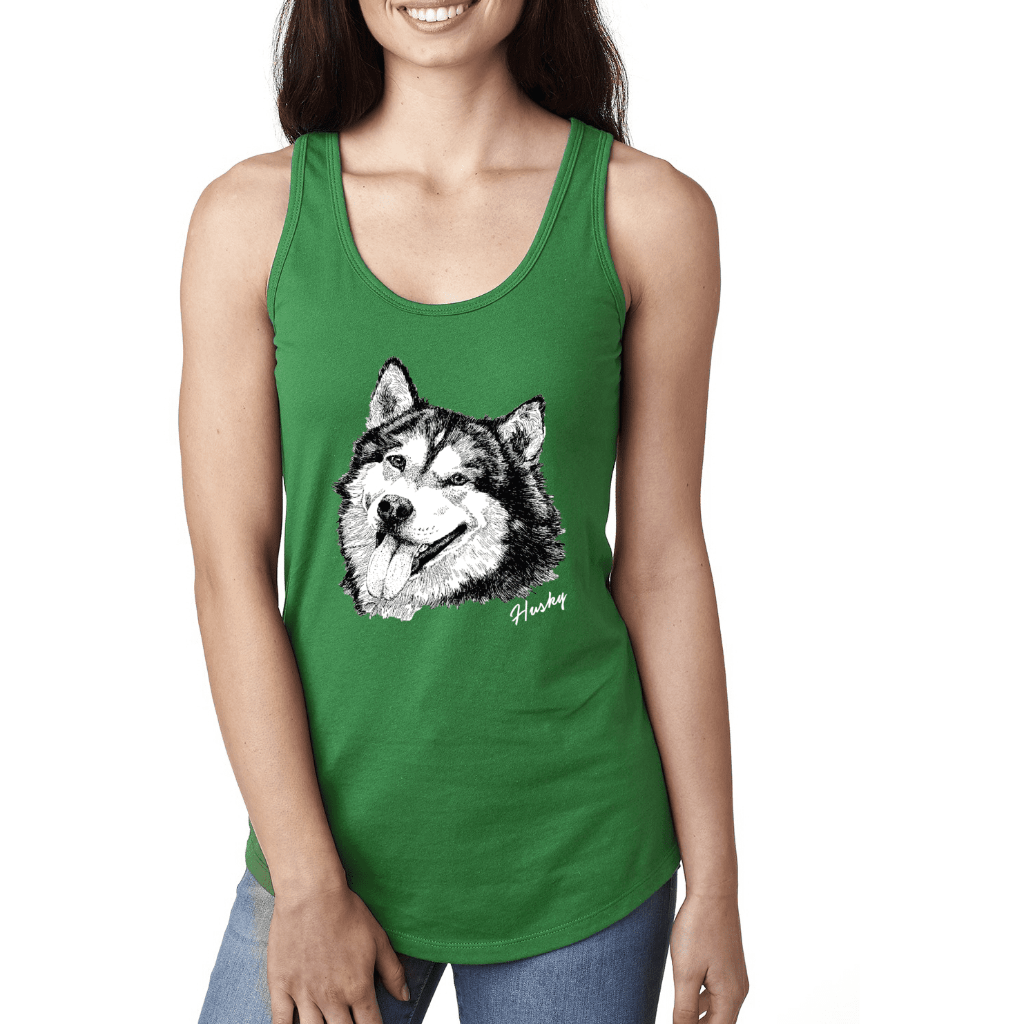 Funny Cute Husky Dog Women's Racerback Tank Dog Lover Dog Gift
