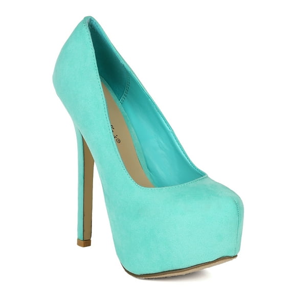 Breckelle Marisa-21S New Women Suede Almond Toe Hidden Platform Stiletto Pump