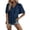 a-88Dark Blue19, variant on Womens Flutter Short Sleeve Scalloped V Neck Lace Panel Solid Color Loose Tops Casual Daily Holiday Relaxed Fit Blouse Shirts For Ladies Stylish Top Black S